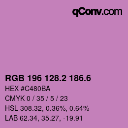 カラーコード: RGB 196 128.2 186.6 | qconv.com