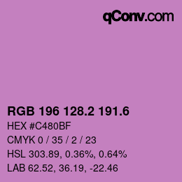 カラーコード: RGB 196 128.2 191.6 | qconv.com