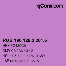 カラーコード: RGB 196 128.2 201.6 | qconv.com