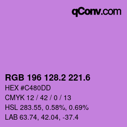 カラーコード: RGB 196 128.2 221.6 | qconv.com