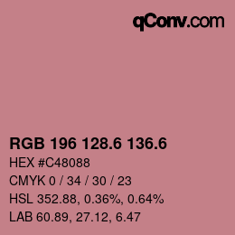 カラーコード: RGB 196 128.6 136.6 | qconv.com