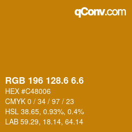 カラーコード: RGB 196 128.6 6.6 | qconv.com