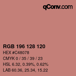 Color code: RGB 196 128 120 | qconv.com