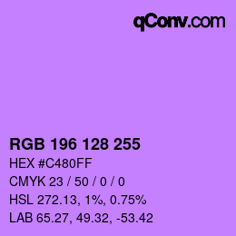 Color code: RGB 196 128 255 | qconv.com