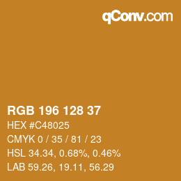 Color code: RGB 196 128 37 | qconv.com