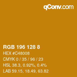 颜色代码: RGB 196 128 8 | qconv.com