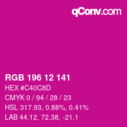 Color code: RGB 196 12 141 | qconv.com