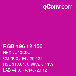 Color code: RGB 196 12 156 | qconv.com