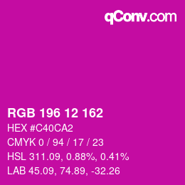 カラーコード: RGB 196 12 162 | qconv.com