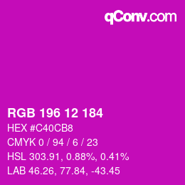 カラーコード: RGB 196 12 184 | qconv.com
