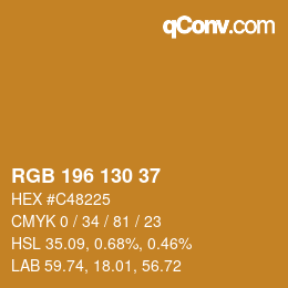 Color code: RGB 196 130 37 | qconv.com