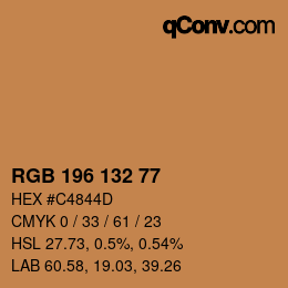 カラーコード: RGB 196 132 77 | qconv.com