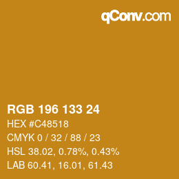 Color code: RGB 196 133 24 | qconv.com