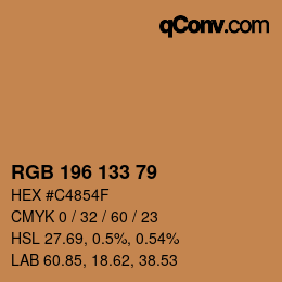 Color code: RGB 196 133 79 | qconv.com