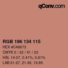颜色代码: RGB 196 134 115 | qconv.com