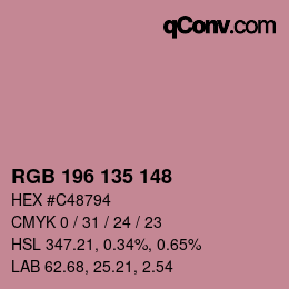 Color code: RGB 196 135 148 | qconv.com