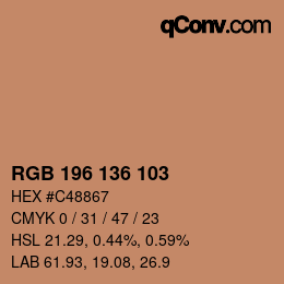 Color code: RGB 196 136 103 | qconv.com