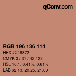 Color code: RGB 196 136 114 | qconv.com