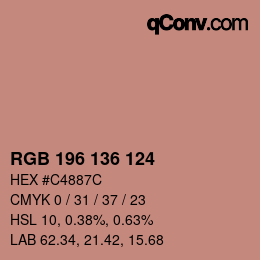 Color code: RGB 196 136 124 | qconv.com