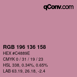 Color code: RGB 196 136 158 | qconv.com