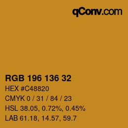 Color code: RGB 196 136 32 | qconv.com