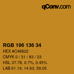 Color code: RGB 196 136 34 | qconv.com