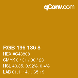 カラーコード: RGB 196 136 8 | qconv.com