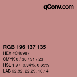 カラーコード: RGB 196 137 135 | qconv.com