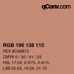 颜色代码: RGB 196 138 115 | qconv.com