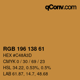 Código de color: RGB 196 138 61 | qconv.com