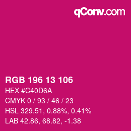 Color code: RGB 196 13 106 | qconv.com