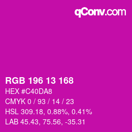 Color code: RGB 196 13 168 | qconv.com