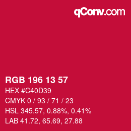 カラーコード: RGB 196 13 57 | qconv.com