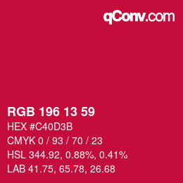 Color code: RGB 196 13 59 | qconv.com