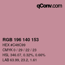 Código de color: RGB 196 140 153 | qconv.com