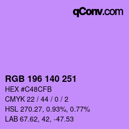 Color code: RGB 196 140 251 | qconv.com