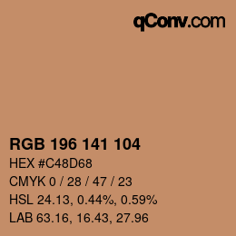 Color code: RGB 196 141 104 | qconv.com