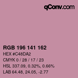 カラーコード: RGB 196 141 162 | qconv.com