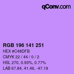 Color code: RGB 196 141 251 | qconv.com
