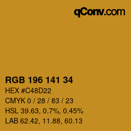 颜色代码: RGB 196 141 34 | qconv.com