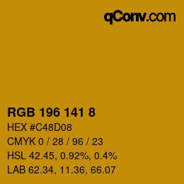 颜色代码: RGB 196 141 8 | qconv.com