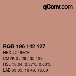 Código de color: RGB 196 142 127 | qconv.com
