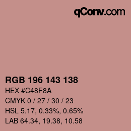 Color code: RGB 196 143 138 | qconv.com