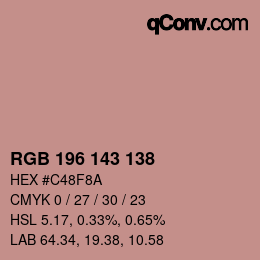 颜色代码: RGB 196 143 138 | qconv.com