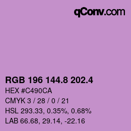 カラーコード: RGB 196 144.8 202.4 | qconv.com