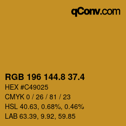 カラーコード: RGB 196 144.8 37.4 | qconv.com