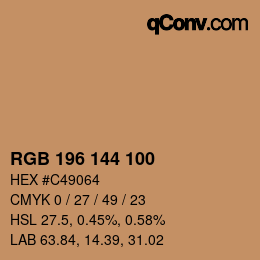 カラーコード: RGB 196 144 100 | qconv.com