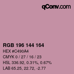 颜色代码: RGB 196 144 164 | qconv.com