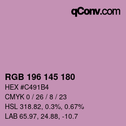カラーコード: RGB 196 145 180 | qconv.com
