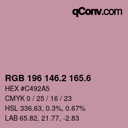 カラーコード: RGB 196 146.2 165.6 | qconv.com